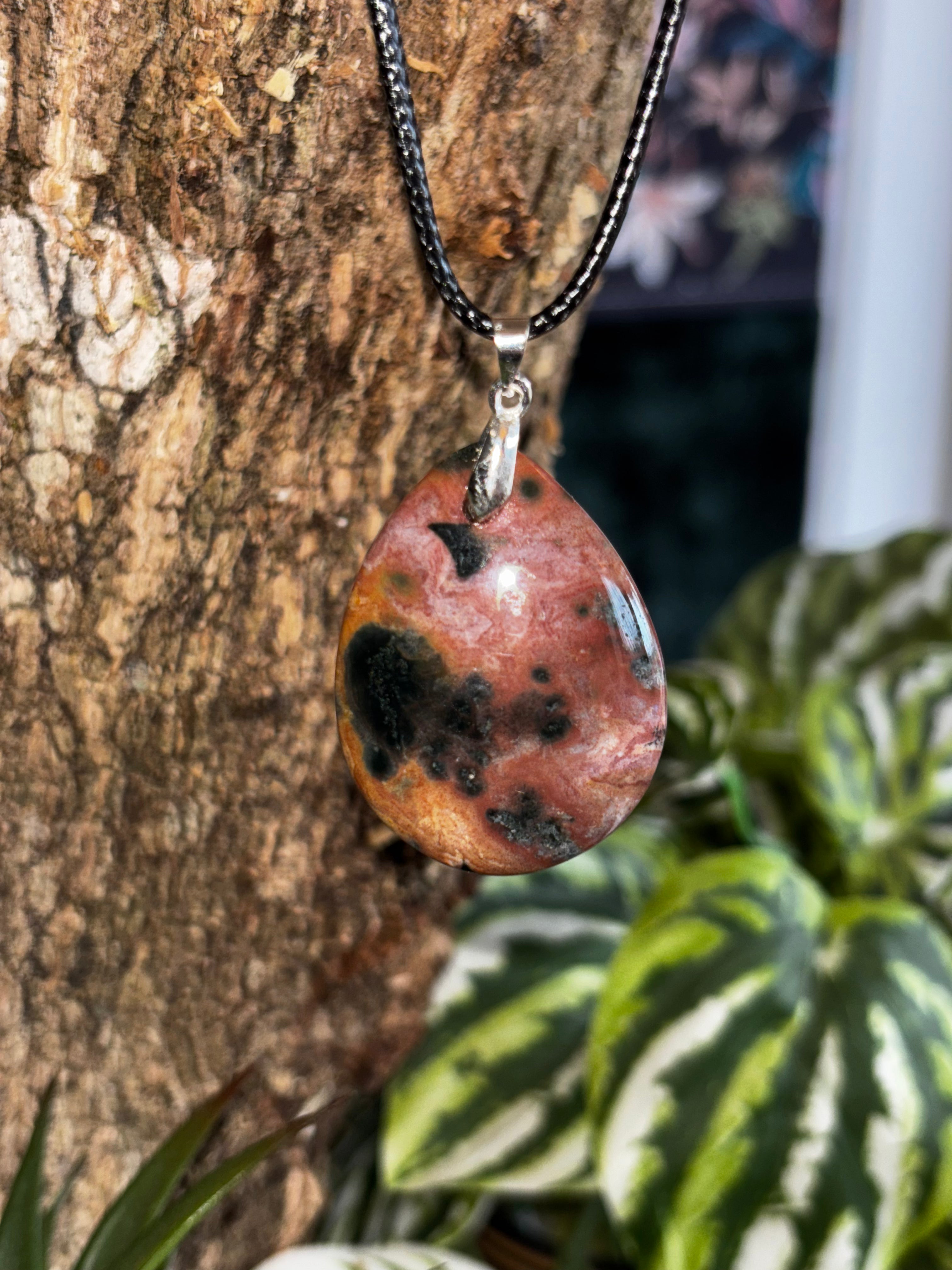 Pinkish-Red Ocean Jasper Pendant