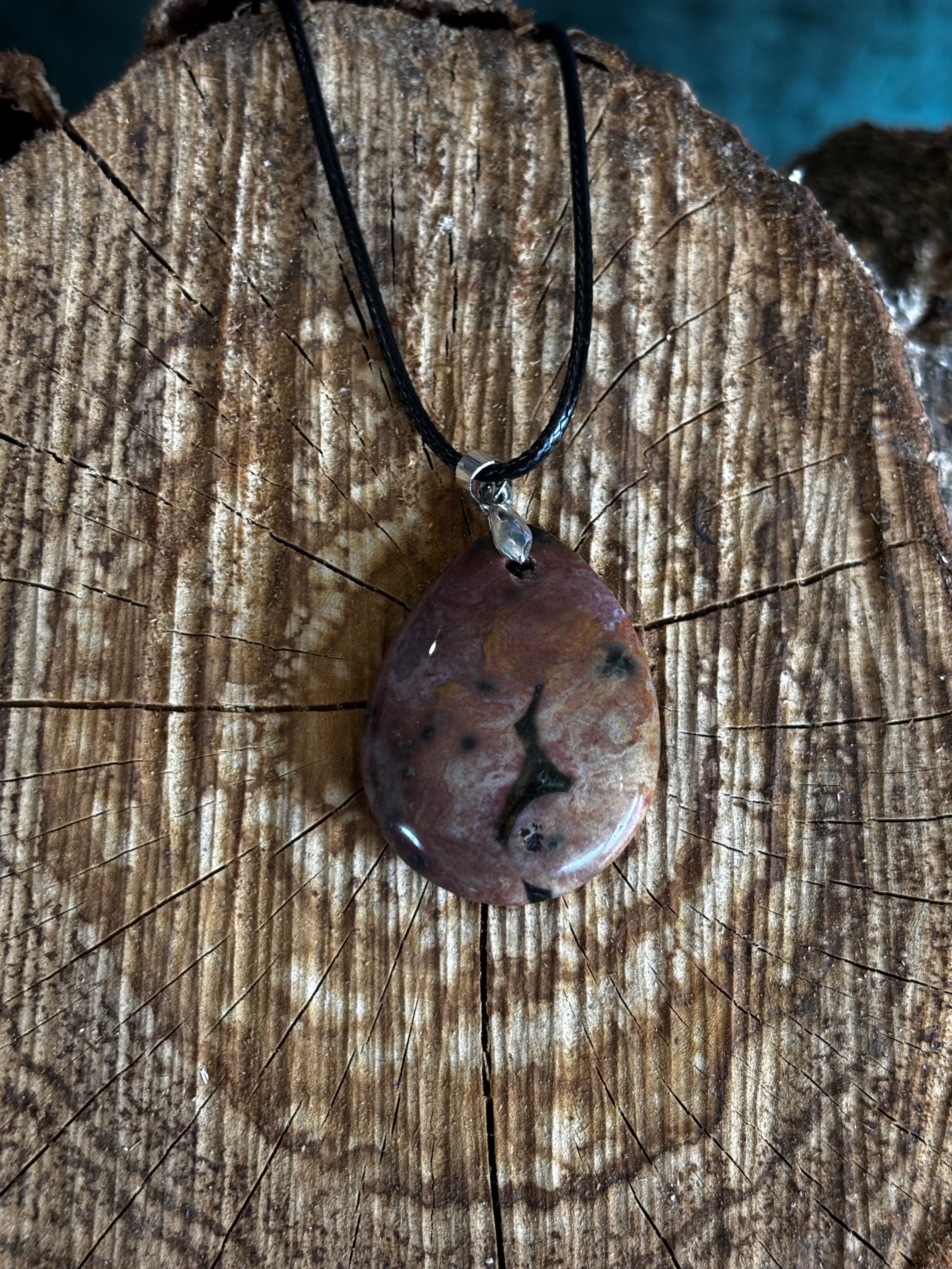 Pinkish-Red Ocean Jasper Pendant