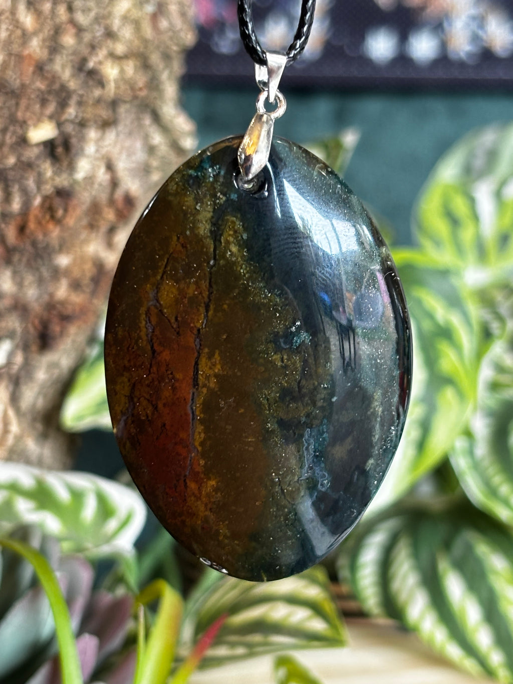 Green/Yellow/Red Moss Agate Pendant
