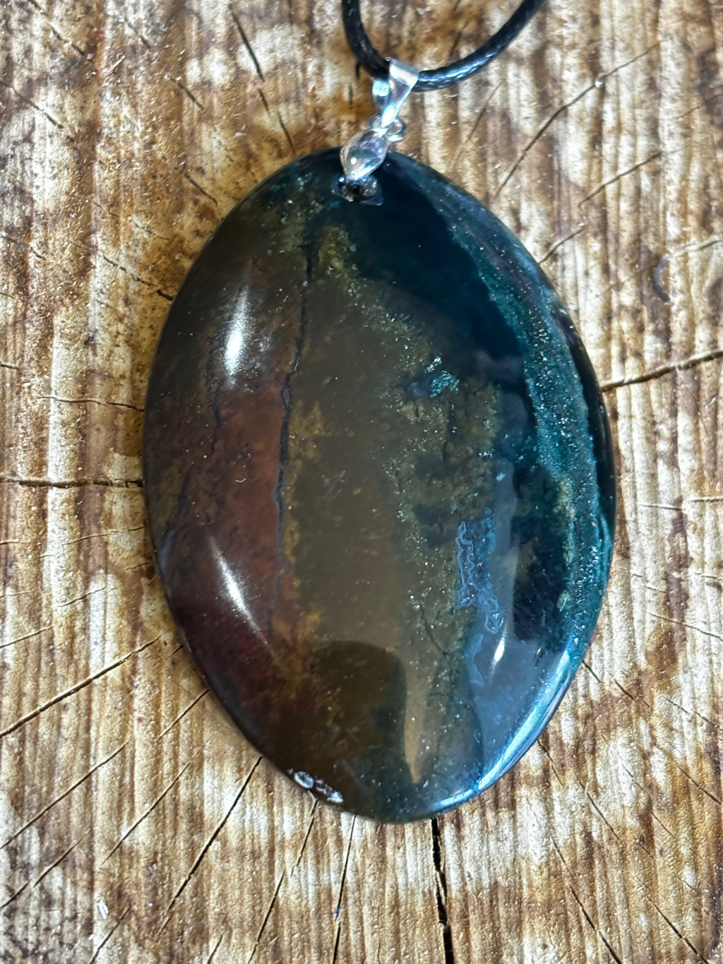Green/Yellow/Red Moss Agate Pendant