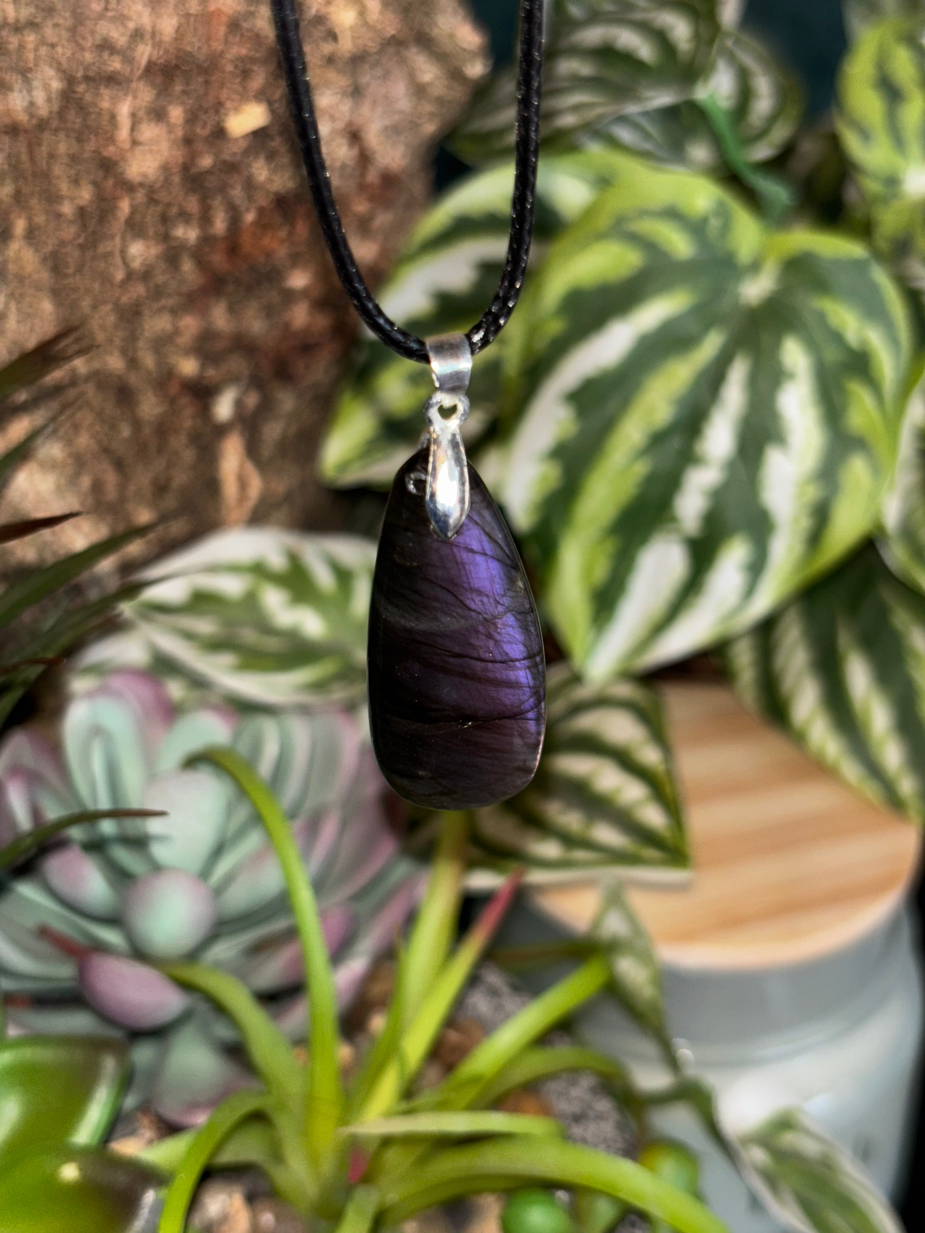 Purple Flash Labradorite Pendant