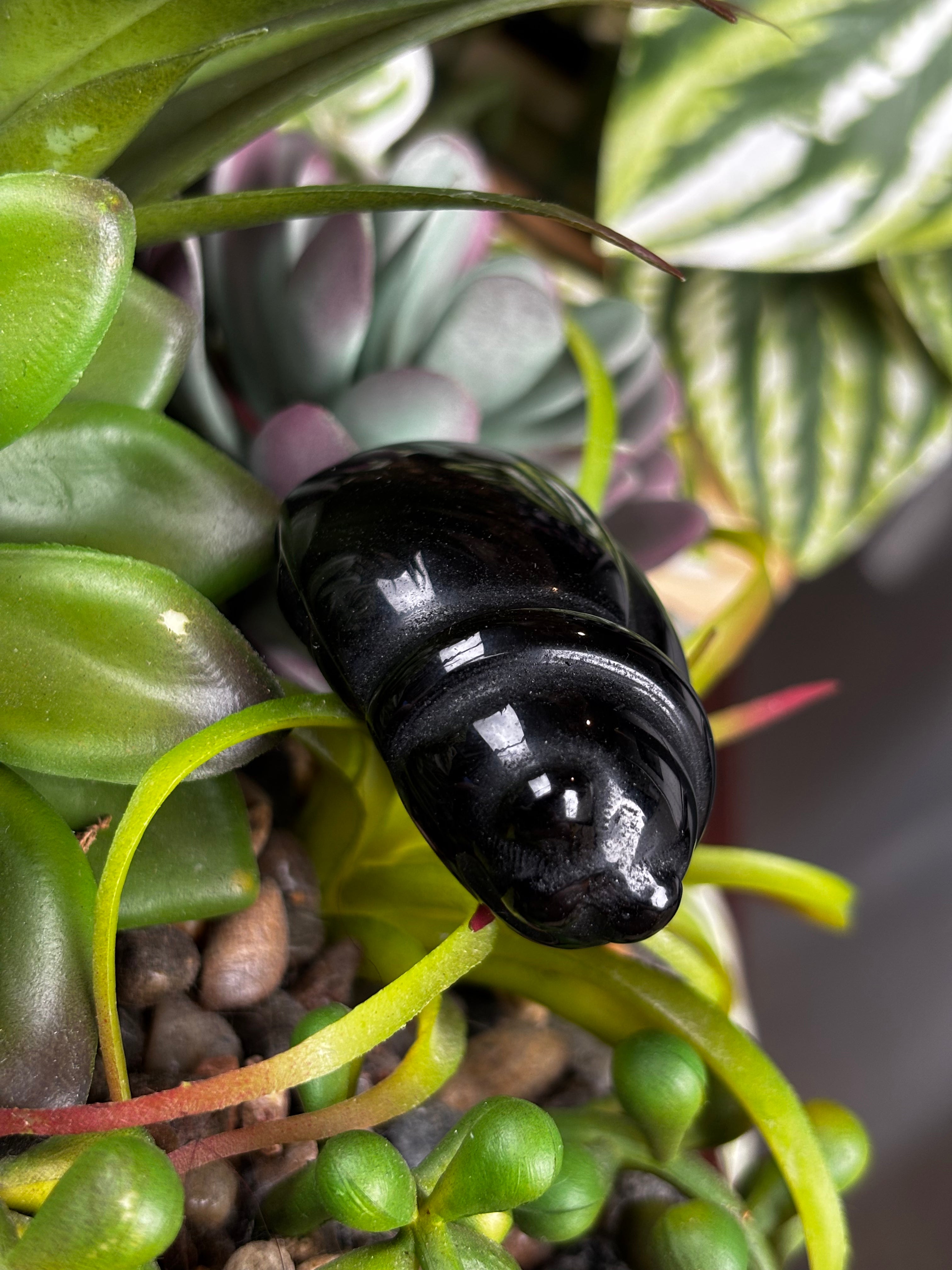 Black Obsidian Beetle Carving