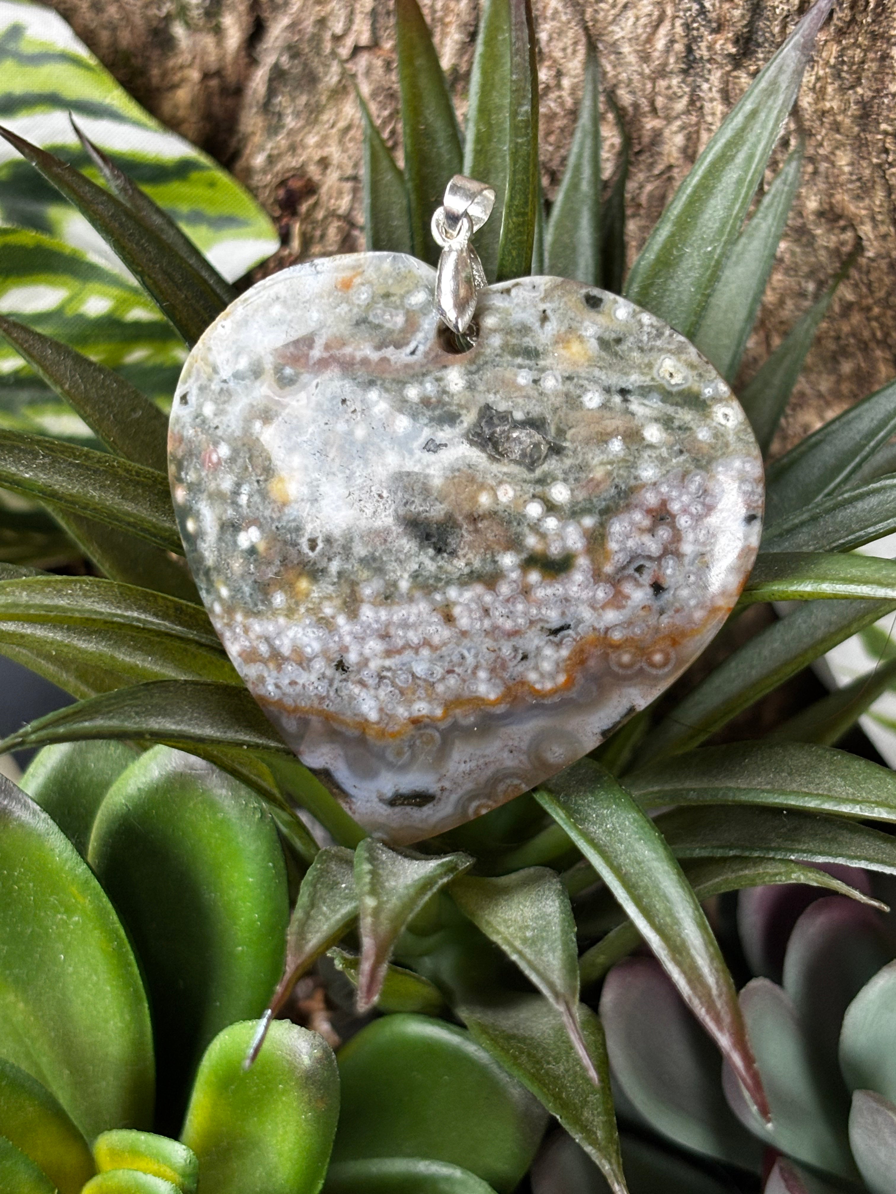 Ocean Jasper Orbicular Heart Pendant